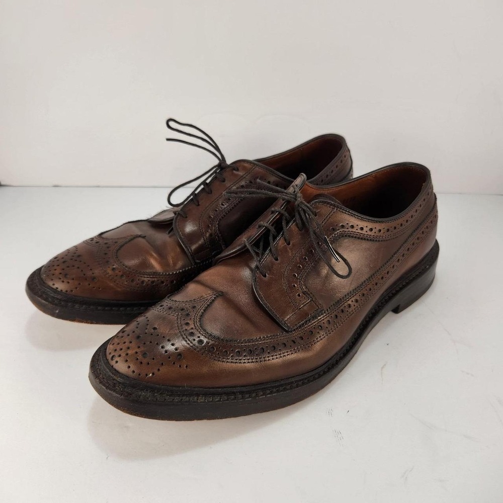 Allen Edmonds Men's 9D Brown Leather Wingtip Brogue Derby Dress Shoes USA